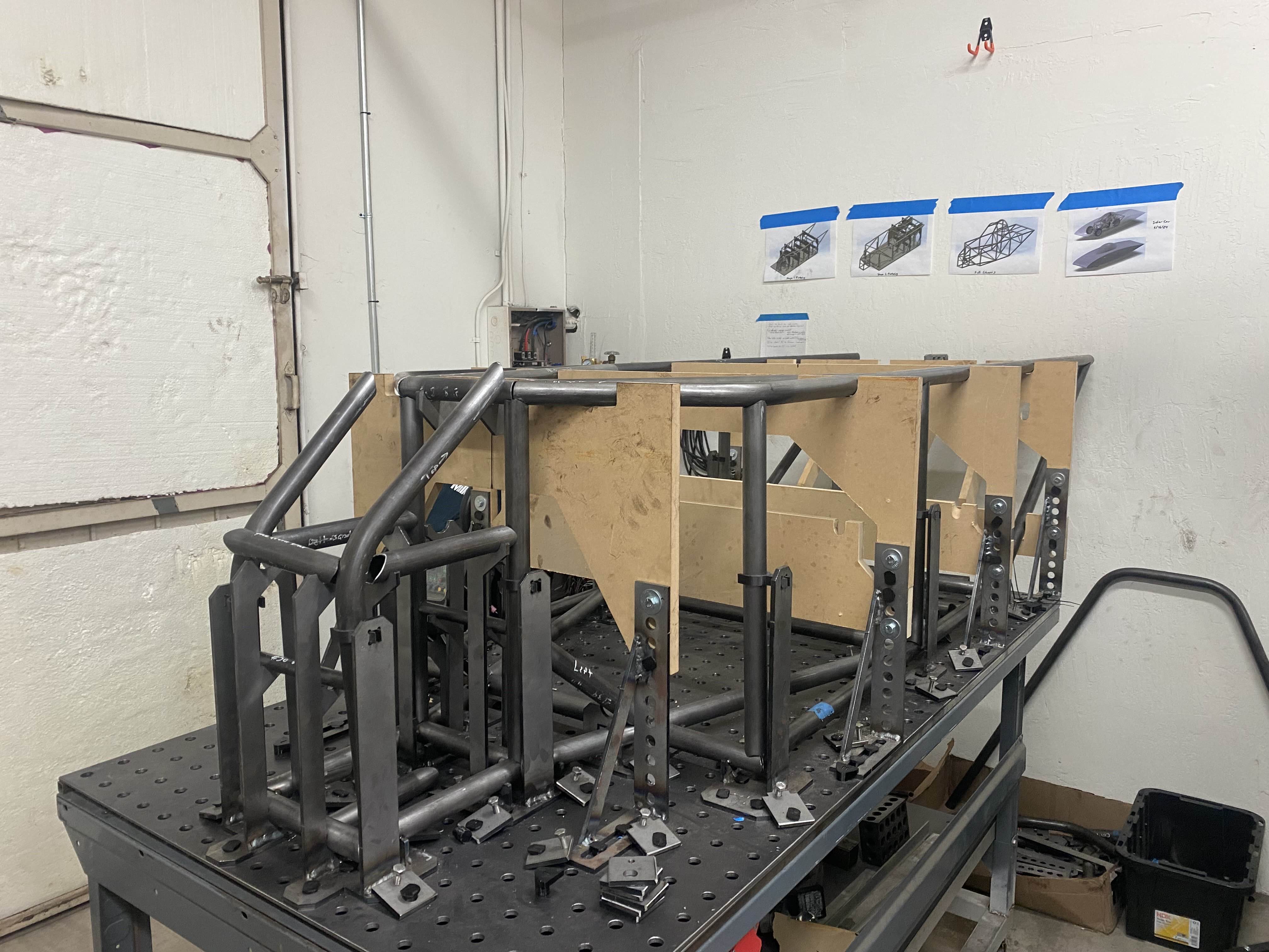 Welding fixtures on our welding table keeping our tubes located